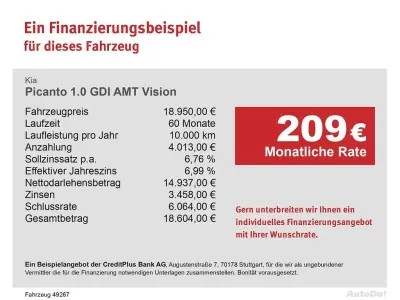 Neu Kia Picanto Vision 68 PS (50 kW) 2025 Silber Kleinwagen