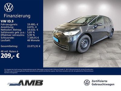 Gebraucht VW ID.3 Pure 110 kW (150 PS) 2022 Mangangrau metallic/schwarz Kleinwagen