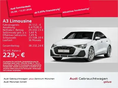 Używany Audi A3 S-Line 150 KM (110 kW) 2025 Biały Sedan/Limuzyna