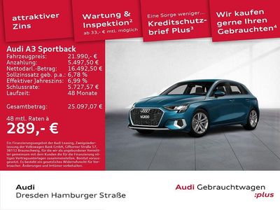 Gebraucht Audi A3 Ambiente 116 PS (85 kW) 2022 Atollblau metallic Limousine