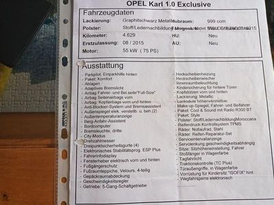 Second-hand Opel Karl Exklusiv 75 CP (55 kW) 2015 Negru Hatchback