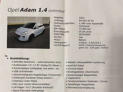 gebraucht Opel Adam 1.4 Start/Stop Easytronic Unlimited