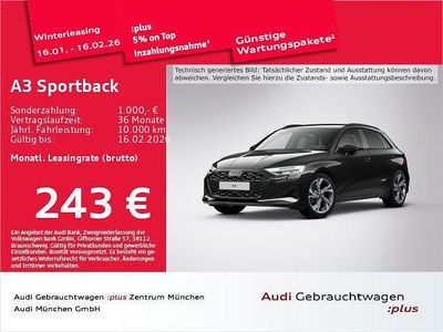 Mythosschwarz metallic Gebraucht 2024 Audi A3 Advanced Limousine | 32.698 € (Superpreis)