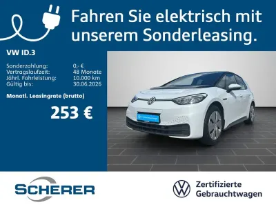 Gebraucht VW ID.3 Pure 110 kW (150 PS) 2021 Gletscherweiß metallic schwarz Kleinwagen