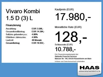 Gebraucht Opel Vivaro 120 PS (88 kW) 2020 Jade weiss/arktis weiss Van / Kleinbus