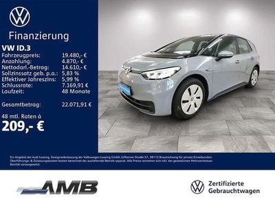 Gebraucht VW ID.3 Pure 110 kW (150 PS) 2022 Mondsteingrau/schwarz Kleinwagen