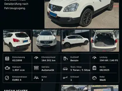 Gebraucht Nissan Qashqai Tekna 141 PS (103 kW) 2008 Weiß SUV