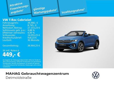 Gebraucht VW T-Roc Cabriolet R-line 150 PS (110 kW) 2025 Ravennablau metallic/schwarz Cabrio