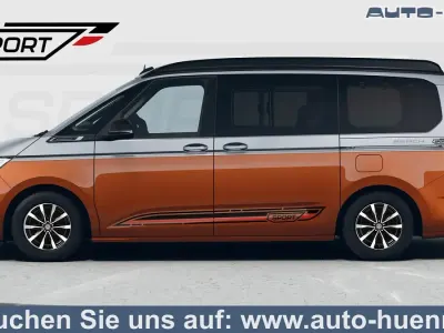 Neu VW T7 Highline 150 PS (110 kW) 2025 Monosilber metallic / energeticorange metallic dach schwarz Van