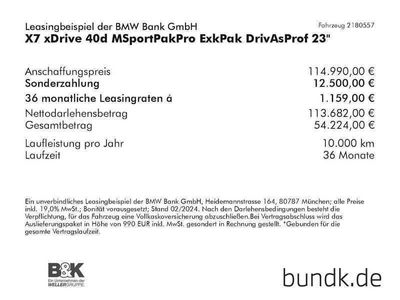 gebraucht BMW X7 X7xDrive 40d MSportPakPro ExkPak DrivAsProf 23' Sportpaket Bluetooth HUD Navi L