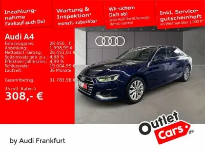 Second-hand Audi A4 Advanced 204 CP (150 kW) 2023 Albastru Berlinǎ