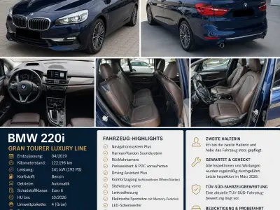 Gebraucht BMW 220 Gran Tourer Luxury Line 192 PS (141 kW) 2019 Blau Van / Kleinbus