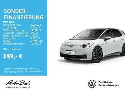 Gebraucht VW ID.3 150 kW (204 PS) 2020 Weiß (gletscherweiß metallic schwarz) Kleinwagen