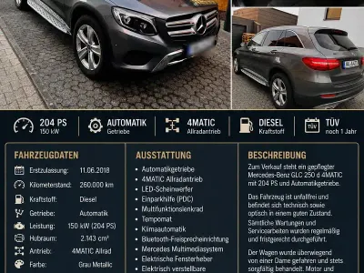 Gebraucht Mercedes GLC250 204 PS (150 kW) 2018 SUV