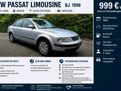 Gebraucht VW Passat 1998 Silber Limousine