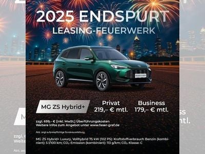Neu MG ZS Luxury 197 PS (144 kW) 2025 Schwarz (pebble black metallic) Limousine
