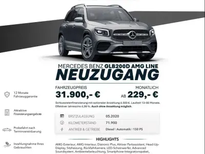Gebraucht Mercedes GLB200 AMG line 150 PS (110 kW) 2020 Grau SUV