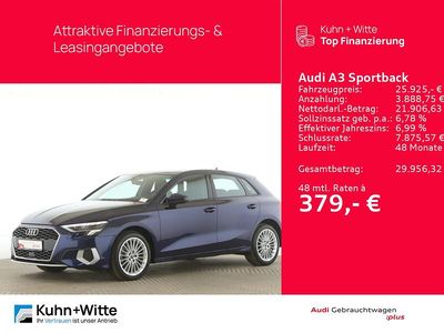 Navarrablau metallic Gebraucht 2022 Audi A3 Sportback Advanced Plus Kleinwagen | 25.925 € (Fairer Preis)