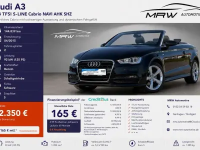 Gebraucht Audi A3 Cabriolet S-Line 125 PS (91 kW) 2015 Brillantschwarz Cabrio