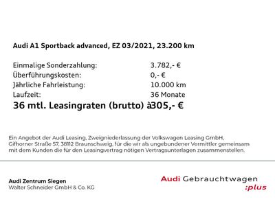 gebraucht Audi A1 Sportback A1 Sportback Advanced 25 TFSI advanced Dynamik-Paket 18" LED SHZ Tempomat