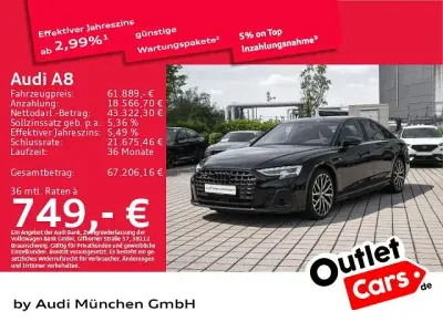 Gebraucht Audi A8 S-Line 286 PS (210 kW) 2024 Mythosschwarz metallic Limousine