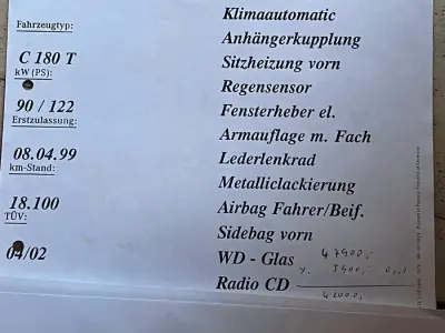 Gebraucht Mercedes C180 122 PS (89 kW) 1999 Schwarz Kombi
