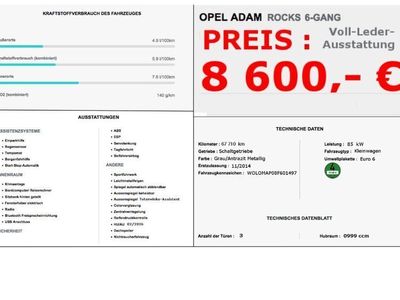 gebraucht Opel Adam Rocks 6 Gang, Voll-Leder, Schiebedach, 85KW/115 PS