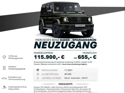 Gebraucht Mercedes G400 330 PS (242 kW) 2021 Grün SUV