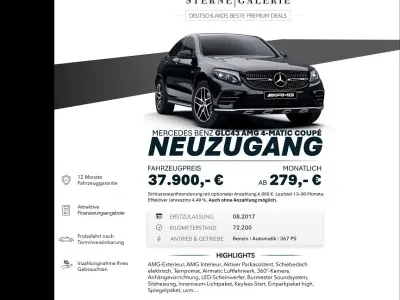 Gebraucht Mercedes GLC43 AMG AMG 367 PS (269 kW) 2017 Schwarz Limousine