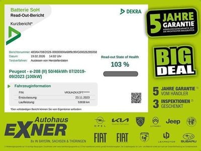 Gebraucht Peugeot e-208 Allure 100 kW (136 PS) 2023 Weiß Kleinwagen