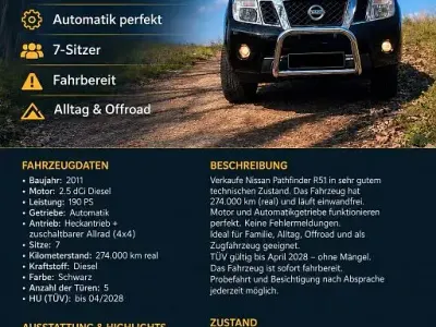 Gebraucht Nissan Pathfinder 190 PS (139 kW) 2011 Schwarz SUV