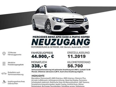 Weiß Gebraucht 2019 Mercedes E450 AMG Limousine | 44.900 € (Etwas zu teuer)