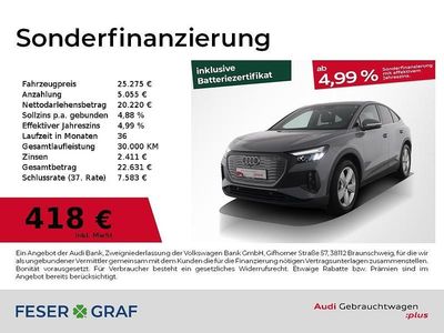 Kieselgrau Gebraucht 2022 Audi Q4 Sportback e-tron Comfort SUV | 25.275 € (Fairer Preis)