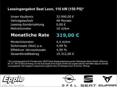 Nuova Seat Leon 150 CV (110 kW) 2026 Nero Berlina