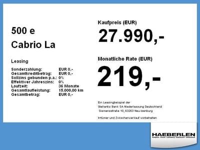 Neu Fiat 500e La Prima 86 kW (118 PS) 2026 Weiß Cabrio