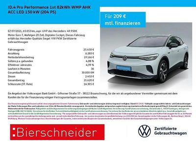 Weiß Gebraucht 2021 VW ID.4 Pro Performance SUV | 24.750 € (Fairer Preis)