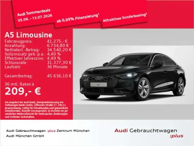 Gebraucht Audi A5 Performance 204 PS (150 kW) 2025 Mythosschwarz metallic Limousine