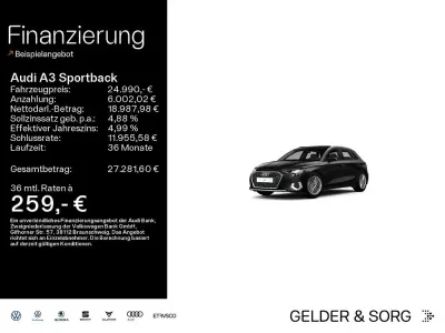 Brugt Audi A3 Advanced 150 HK (110 kW) 2022 Sort Sedan