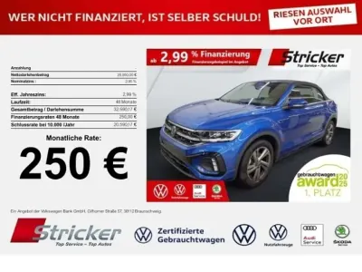 Gebraucht VW T-Roc Cabriolet R-line 150 PS (110 kW) 2025 Ravennablau metallic schwarz (metallic) Cabrio