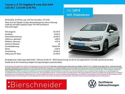 Weiß Gebraucht 2024 VW Touran Highline Van / Kleinbus | 34.450 € (Fairer Preis)