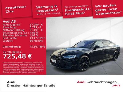 Mythosschwarz metallic Gebraucht 2022 Audi A8L Ambiente Limousine | 66.990 € (Guter Preis)