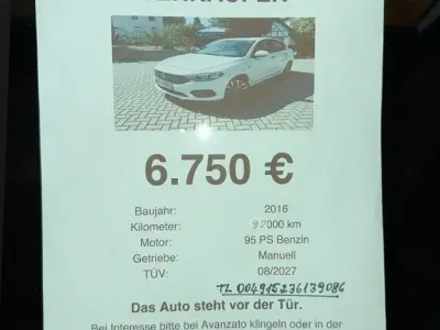Usata Fiat Tipo 95 CV (69 kW) 2016 Bianco Berlina