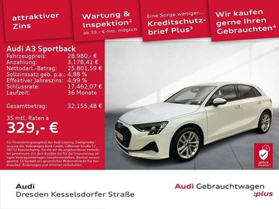 Arkonaweiß Gebraucht 2024 Audi A3 Advanced Plus Limousine | 28.980 € (Fairer Preis)