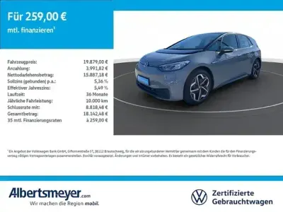 Gebraucht VW ID.3 Pro Performance 150 kW (204 PS) 2020 Grau Kleinwagen