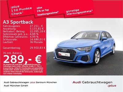 Turboblau Gebraucht 2022 Audi A3 S-Line Limousine | 27.251 € (Fairer Preis)