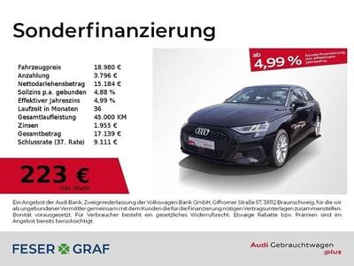 Brillantschwarz Gebraucht 2022 Audi A3 Limousine | 18.980 € (Guter Preis)