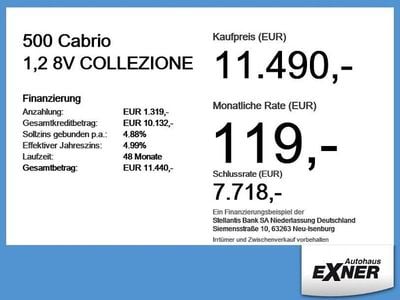 Usata Fiat 500 Collezione 69 CV (50 kW) 2018 Blu Cabrio