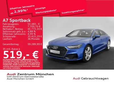 Brugt Audi A7 S-Line 299 HK (219 kW) 2023 Blå Sedan
