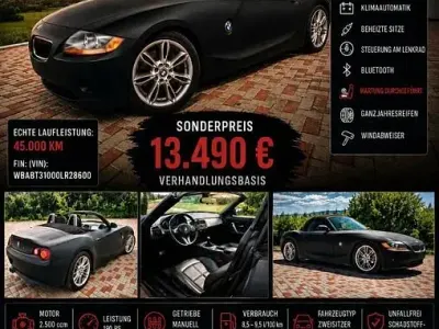 Gebraucht BMW Z4 Sport Line 192 PS (141 kW) 2004 Schwarz Cabrio