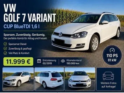 Gebraucht VW Golf VII Cup 110 PS (80 kW) 2015 Weiß Kombi